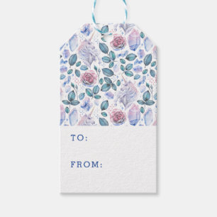 Etiqueta Para Presente Teste padrão dos cristais & dos rosas do unicórn