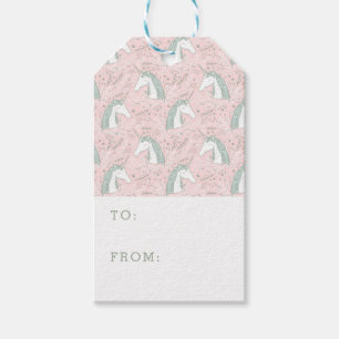 Etiqueta Para Presente Teste padrão floral doce do unicórnio