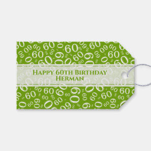 Etiqueta Para Presente Teste padrão verde/branco do 60th aniversário