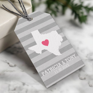 Etiqueta Para Presente Texas Home State Love com Custom Heart Opcional