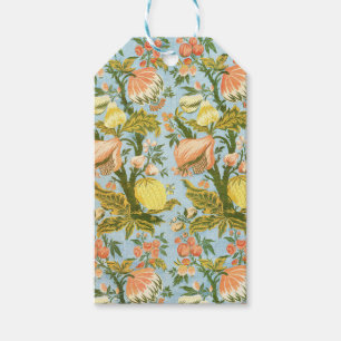 Etiqueta Para Presente Têxtil Clássico Barroco de Damasco Floral Frutado