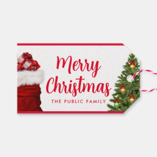 Etiqueta Para Presente Texto do Scripts de Natal Personalizado Vermelho P