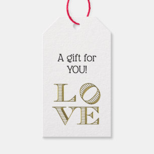 Etiqueta Para Presente Texto Gráfico do AMOR - Faux Dourado