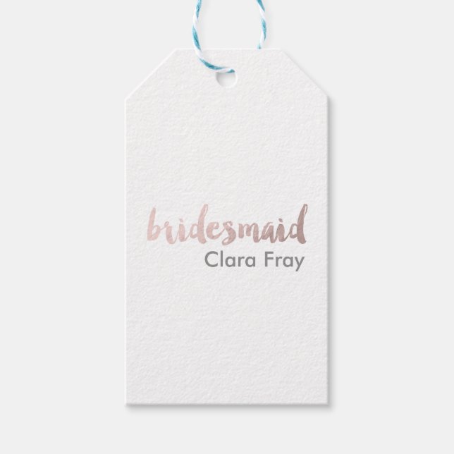 Etiqueta Para Presente texto moderno elegante faux rosa gold bridesmaid (Frente)