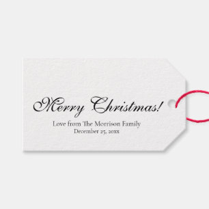 Etiqueta Para Presente Texto personalizado branco preto mínimo Natal