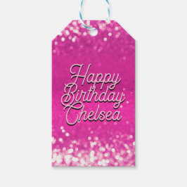 Etiqueta Para Presente Texto Personalizado de Marcação de Largura Rosa Qu