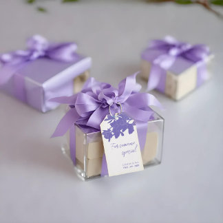 Etiqueta Para Presente Texto Personalizado do Design branco Floral roxo