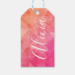 Etiqueta Para Presente Texto personalizado do nome cor laranja rosa cor l