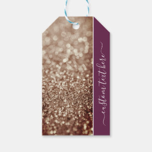 Etiqueta Para Presente Texto personalizado do script rosa dourado do Glit