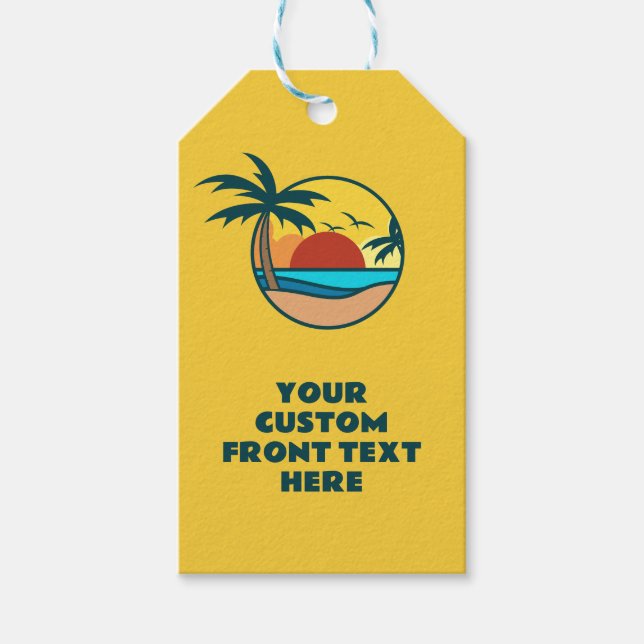 Etiqueta Para Presente Texto personalizado — Sunset de praia tropical (Frente)
