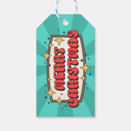 Etiqueta Para Presente Texto retrô de animação de feriados de natal alegr