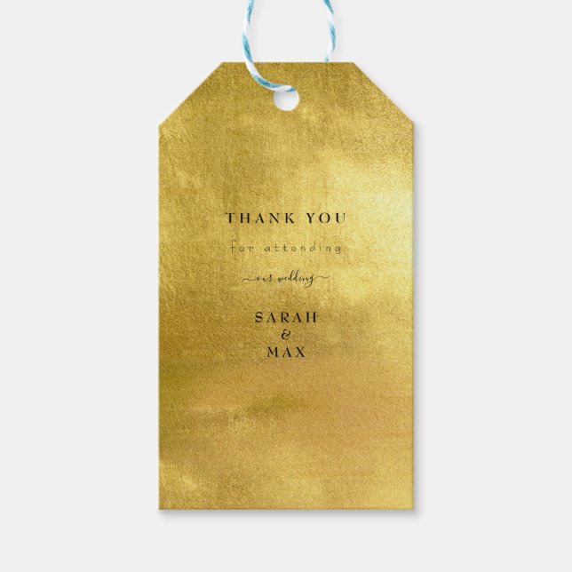 Etiqueta Para Presente Texto Simples Apenas Casamento Dourado Metálico (Frente)