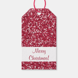 Etiqueta Para Presente Textura de Brilho Vermelho Falso Olhar Feliz Natal