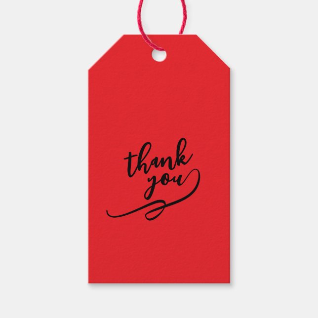 Etiqueta Para Presente Thank You Bright Red Classical Unique Simple (Frente)