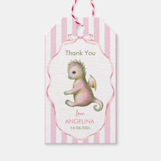 Etiqueta Para Presente Thank you Gift Tag with cute baby shower dragon.