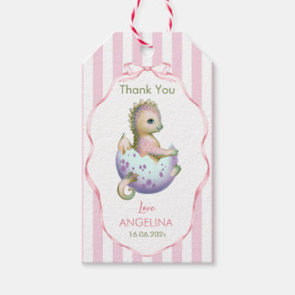 Etiqueta Para Presente Thank you Gift Tag with cute baby shower dragon.