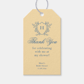 Etiqueta Para Presente Thank You Whimsical Crest Yellow Bridal Shower