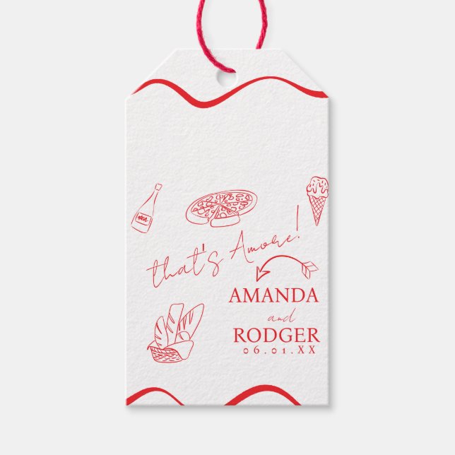 Etiqueta Para Presente That’s Amore Italian Doodles Wedding (Frente)