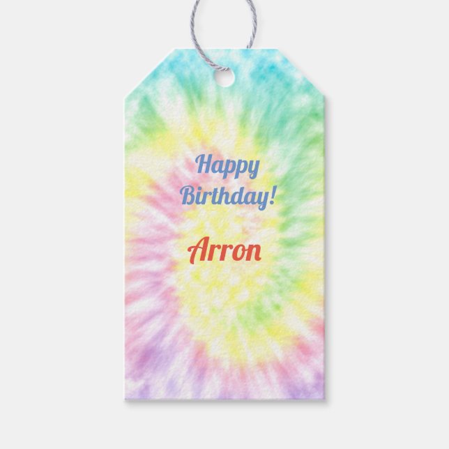 Etiqueta Para Presente Tie Dye Birthday (Frente)