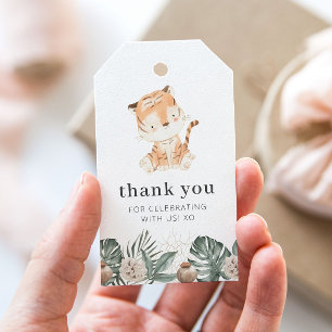 Etiqueta Para Presente Tiger Greenery Floral Birthday