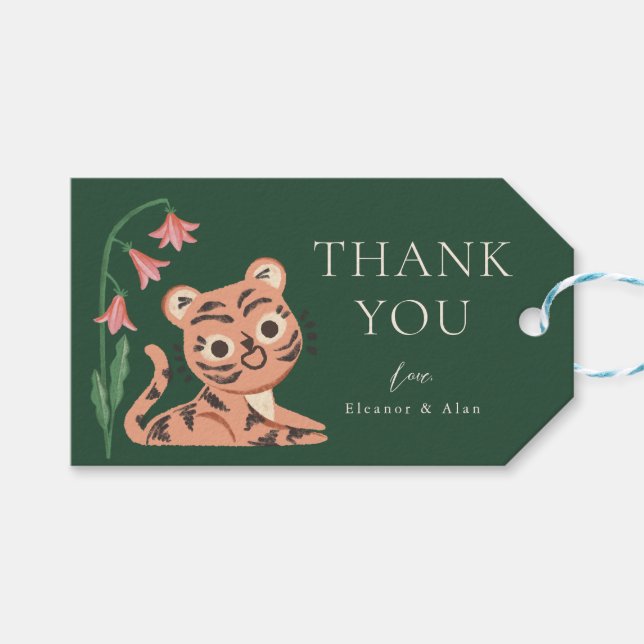 Etiqueta Para Presente Tigre Selvagem Selvagem de Animais Selvagens (Frente (horizontal))