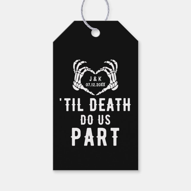 Etiqueta Para Presente Til Death Nos Parte Skeleton Wedding Black (Frente)