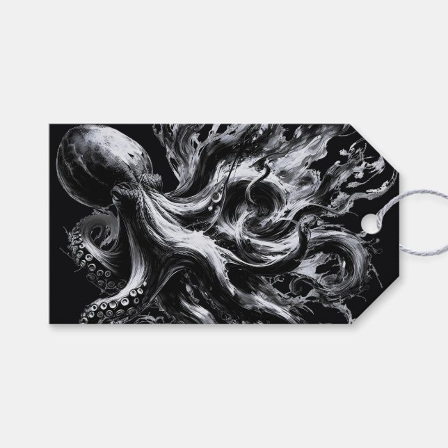 Etiqueta Para Presente Tinta Abstrata Fluido Polvo Kraken (Frente (horizontal))