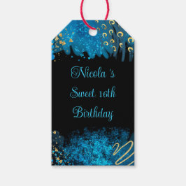 Etiqueta Para Presente Tinta Azul de Álcool Doce 16 Festa de aniversário