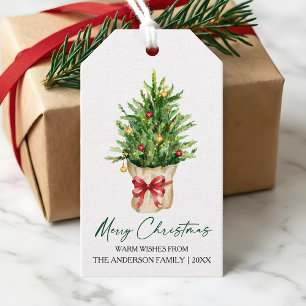 Etiqueta Para Presente Tinta de Caligrafia Natal Água-Pintada Pinheiro Ar