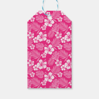 ETIQUETA PARA PRESENTE TINTA QUENTE COM FLORES DE HIBISCO BRANCOS TROPICA