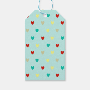 Etiqueta Para Presente Tiny polka corações em verde-marinho