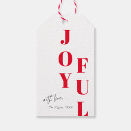 Etiqueta Para Presente Tipo Alegre Moderno Vermelho e Branco de Natal