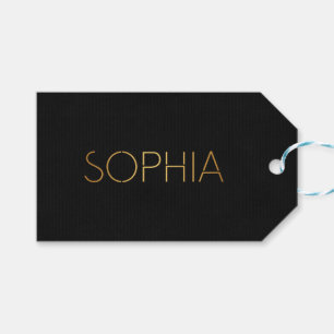 Etiqueta Para Presente Tipo de letra personalizada Sophia Dourado Preto