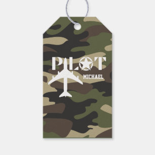 Etiqueta Para Presente Tipografia Camuflada de Piloto, personalizada