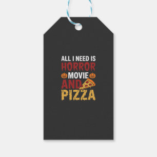 Etiqueta Para Presente Tipografia de Filme de Terror de Halloween e Pizza