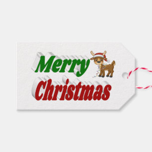 Etiqueta Para Presente Tipografia de Merry Christmas Reindeer