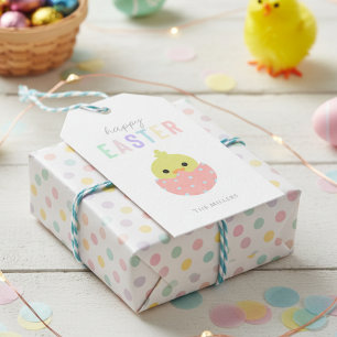 Etiqueta Para Presente Tipografia de Peep Pastel do Pintinho de Cubo do f
