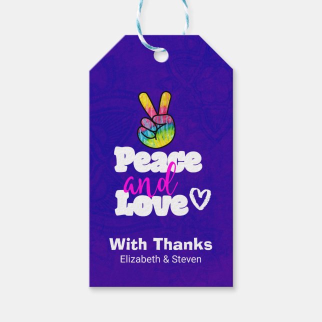 Etiqueta Para Presente Tipografia do Paz e do Amor: Rainbow Hand Peace Si (Frente)