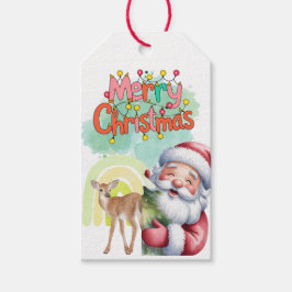 Etiqueta Para Presente Tipografia Feliz Natal e Luzes & Veados