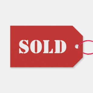 Etiqueta Para Presente Tipografia Red SOLD Word Impressão