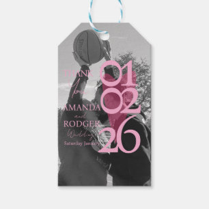 Etiqueta Para Presente Tipografia Rosa de Foto Moderna Obrigado