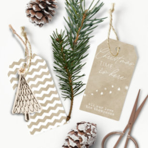 Etiqueta Para Presente Tipografia Simples e Elegante Natal Bege Desbotado