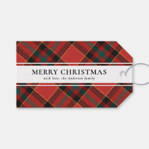 Etiqueta Para Presente Tipografia Simples Xadrez Vermelha Buffalo Natal