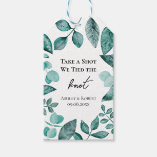 Etiqueta Para Presente Tire uma Foto Nós Amarrámos o Knot Wedding Teal Gr