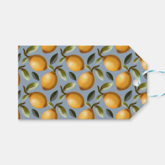 Etiqueta Para Presente Toalha de Cozinha Padrão de Limão Cítrico Mediterr