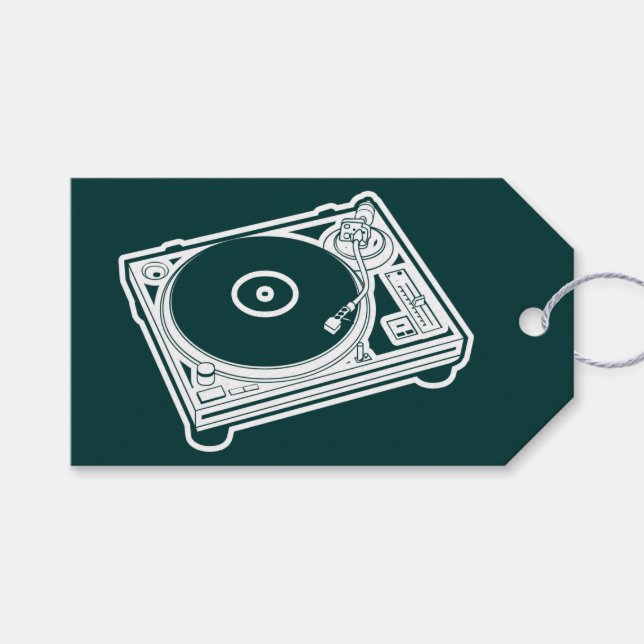 Etiqueta Para Presente Toca-discos de Cera Antiga (Vinil) (Frente (horizontal))