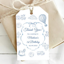 Toile De Jouy Blue Bow Birthday Party 