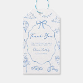 Etiqueta Para Presente Toile De Jouy Menino Azul Baby Shower Agradeciment