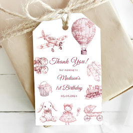 Etiqueta Para Presente Toile De Jouy Pink Birthday Party 