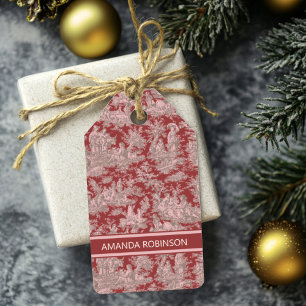 Etiqueta Para Presente Tóile de jouy, rosa-vermelha, legendária